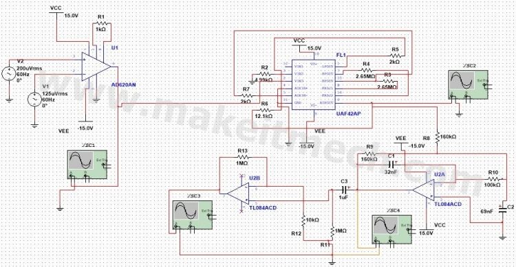 EEG circuit | Schematic diagrams of brain wave project - Make it mech